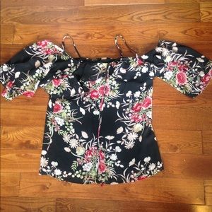 Floral Cold-Shoulder Blouse